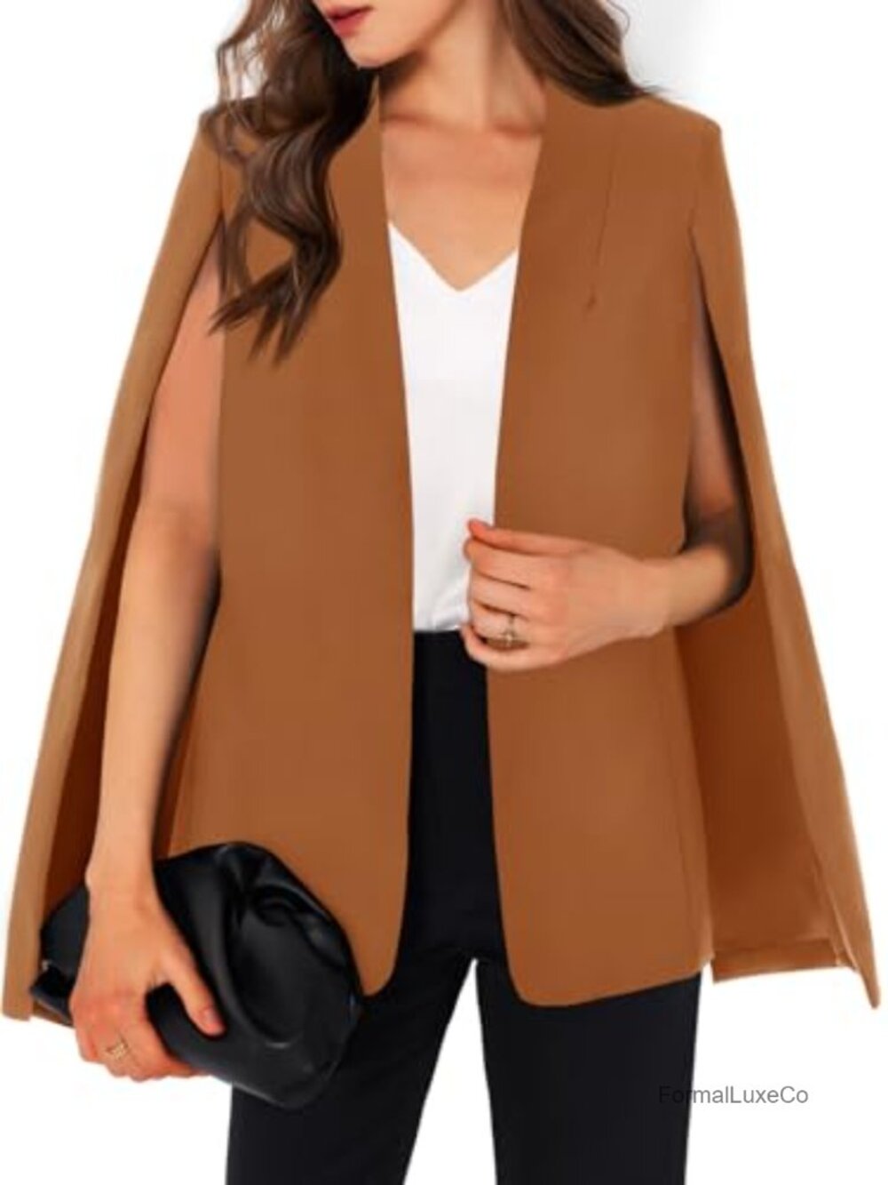 Cape Blazer Split Sleeve Open Front Casual Jacket Work Women's
